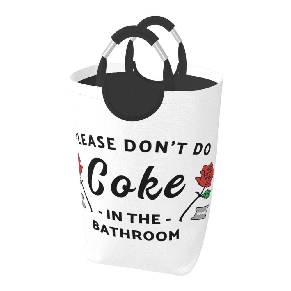 Please Don'T Do Coke In The Bathroom 50l Collapsible Laundry Basket With Soft-Grip Handles -Foldable Clothes Hamper, Space-Saving Storage For Home, Dorm & Rv