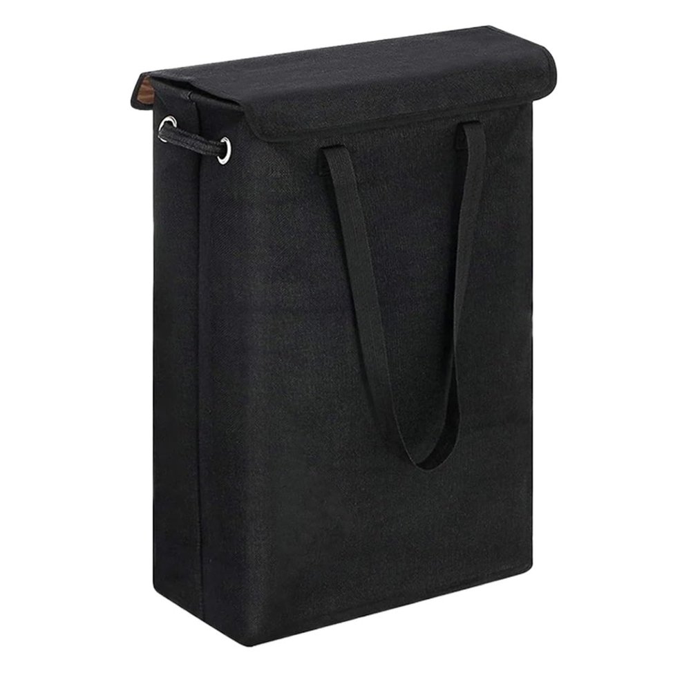 45L Thin Laundry Basket With Cover, Narrow Hand, Fine, Dirty, Bedroom For Bedroom Laundry Room(Black)