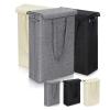 45L Thin Laundry Basket With Cover, Narrow Hand, Fine, Dirty, Bedroom For Bedroom Laundry Room(Black) view 2