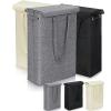 45L Thin Laundry Basket With Cover, Narrow Hand, Fine, Dirty, Bedroom, Whole Storage For Bedroom Laundry Room(Grey) view 2