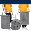 45L Thin Laundry Basket With Cover, Narrow Hand, Fine, Dirty, Bedroom, Whole Storage For Bedroom Laundry Room(Grey) view 3