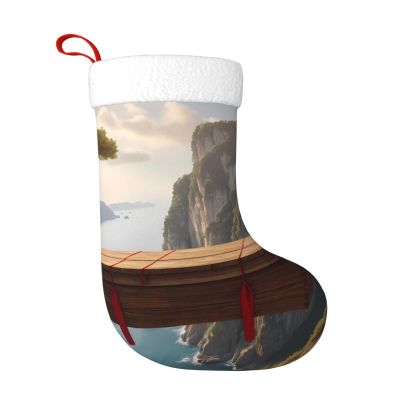 Christmas Decorative Socks Stocking YYHWHJDE Wooden coffin hanging from cliff Pattern lightweight for Halloween, annual ceremonies, holiday gatherings
