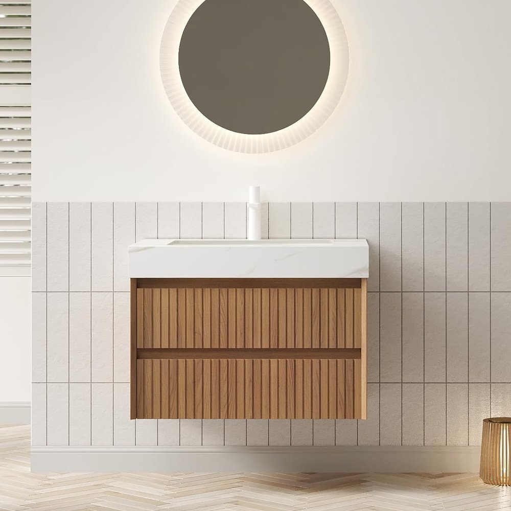 BathroomVanity,30-InchFreestanding,w/SinkandHotColdFaucet,BathroomsStorageCabinetOrganizerDoor&OpenShelf,Space-SavingModernDesignforSmall,IdealOverToilet,NarrowShelves,Brown-3