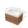 BathroomVanity,30-InchFreestanding,w/SinkandHotColdFaucet,BathroomsStorageCabinetOrganizerDoor&OpenShelf,Space-SavingModernDesignforSmall,IdealOverToilet,NarrowShelves,Brown-3 view 2