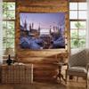Winter Castle Fantasy Tapestry Magical Snow Landscape Wall Hanging Fairy Tale Christmas Decor Nordic Snowy Palace Scenic Art for Living Room Bedroom Holiday Home 30x40inch view 4
