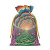 GZXDZSY Abstract Mushroom Colorful Mandala Print Extra Large Christmas Burlap Drawstring Reusable Gift Bags With Cards view 2