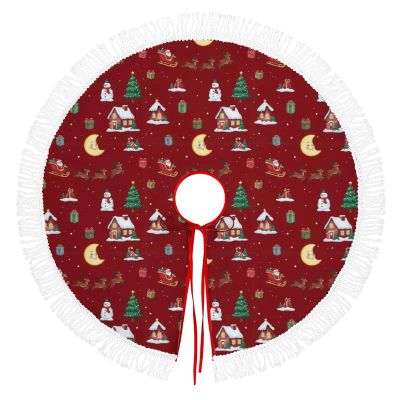 Christmas Tree Skirt Xmas Party Home Decoration Tree Skirt, Christmas Snowman Moose Indoor Holiday Decor