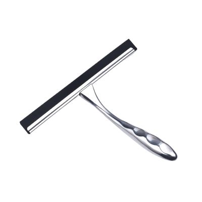 14'' Inch Shower Squeegee Stainless Steel Window Bath Wiper Mirror Car Glass Door Holder Hanger Non Stick(14sliver-2hooks)
