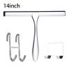 14'' Inch Shower Squeegee Stainless Steel Window Bath Wiper Mirror Car Glass Door Holder Hanger Non Stick(14sliver-2hooks) view 2