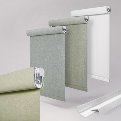 BERISSA No Drill No Tools Blackout Roller Shades for Indoor Windows, Cordless, Linen Fabric, Roller Blinds with Light Blocking Strips, Window Shades for Home,Bedroom,Beige.26.5" W x 36" H
