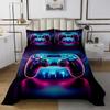 jejeloiu Gamer Bedspread 3 Pieces King Size Gaming Coverlet Set Soft Cozy Game Room Decor Lightweight Quilted Coverlet for All Season with 2 Pillowcases view 2