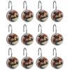Set of 12 Retro Cow Shower Curtain Hooks, Stainless Steel Shower Hangers for Bathroom, Rustproof Decorative Shower Rings for Bedroom Living Room Shower Curtain Rod view 2
