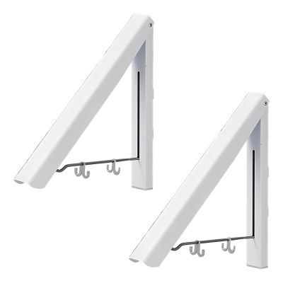boxoon 2 Pcs Retractable Wall Mounted Laundry Rack, Zinc Alloy Folding Clothes Hanger, Space Saving Drying Racks, 15.7 In Rod For Indoor & Outdoor Use
