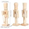 Toyvian 3pcs Wooden Nutcracker Soldier Puppet Christmas Ornaments, Unfinished Nutcracker Set for Kids Play and Holiday Decor view 2