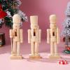 Toyvian 3pcs Wooden Nutcracker Soldier Puppet Christmas Ornaments, Unfinished Nutcracker Set for Kids Play and Holiday Decor view 4