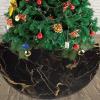 Christmas Tree Skirt 30" Gold Black Marble Xmas Tree Skirt Ornaments, Winter Soft Plush Christmas Tree Mat Cover Rustic Xmas Tree Collar for Family Holiday Party Decorations view 3