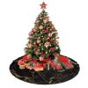 Christmas Tree Skirt 30" Gold Black Marble Xmas Tree Skirt Ornaments, Winter Soft Plush Christmas Tree Mat Cover Rustic Xmas Tree Collar for Family Holiday Party Decorations view 4