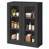 HCIOAN Solid Wood Double Door Wall Cabinet, Customizable Glass Door Wall-Mounted Storage for Kitchen, Bathroom, Living Room Office Glass Insert Not Included (SK-Charcoal Black, 24" W x 12" D x 36" H) view 1