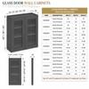 HCIOAN Solid Wood Double Door Wall Cabinet, Customizable Glass Door Wall-Mounted Storage for Kitchen, Bathroom, Living Room Office Glass Insert Not Included (SK-Charcoal Black, 24" W x 12" D x 36" H) view 4