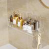 Tressify Transparent Acrylic Bathroom Shelves - 2 Pcs Easy No Drill, Wall-Mounted Cosmetic Organizers With Hooks view 3