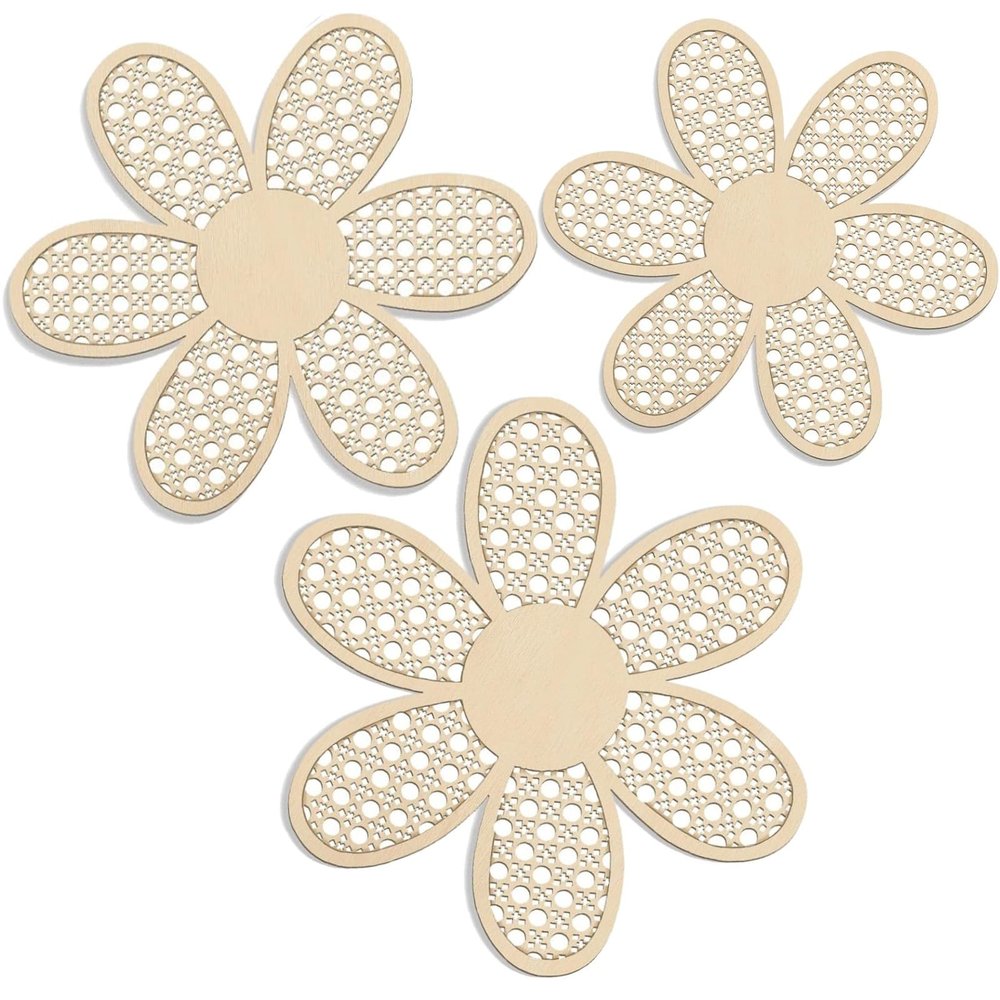 Tressify Bohemian Wooden Daisy Wall Art Set Of 3, Distressed Floral Hanging Decor, Perfect For Bedroom, Office, And Living Room