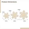 Tressify Bohemian Wooden Daisy Wall Art Set Of 3, Distressed Floral Hanging Decor, Perfect For Bedroom, Office, And Living Room view 2