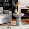 THKSHOUZ 18'' Tall Round Gray Pedestal Side Table, Modern Hourglass End Table with Stone Texture, Minimalist Faux Concrete Accent Table for Living Room, Bedroom, or Patio view 1
