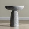 THKSHOUZ 18'' Tall Round Gray Pedestal Side Table, Modern Hourglass End Table with Stone Texture, Minimalist Faux Concrete Accent Table for Living Room, Bedroom, or Patio view 4