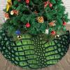 48" Plush Christmas Tree Skirt Double Layer Waterproof Xmas Tree Mat Alligator Skin Rustic Christmas Tree Ornaments for New Year Holiday Party Decorations view 3