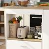AIEGLE Kitchen Island with Expandable Countetop, 2-Door Large Kitchen Islands with Drawer & Open Storage Compartment, 59.1" W Wood Grain Island Table with Adjustable Shelf, White & Oak view 4