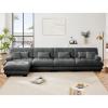 173.2" Oversized L Shaped Couch, Chenille Modular Sectional Sofa, 4 Seater Deep Seat Sofa with Movable Ottoman, Modern Cloud Couch with Thick Seat Cushion, Sectional Couches for Living Room, Gray view 3