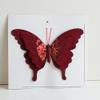 1pc 3D Glitter Christmas Butterfly Ornaments with Clip,Hanging Butterfly for Christmas Tree Decoration(Wine Red) view 1