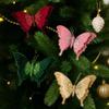 1pc 3D Glitter Christmas Butterfly Ornaments with Clip,Hanging Butterfly for Christmas Tree Decoration(Wine Red) view 4