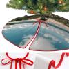 Christmas Tree Skirt Ornaments 30"x30" Xmas Tree Skirt with Stitched Edges Winter Holiday Beach Plantscape Tree Mat Base Cover for New Year Party Decor Home Indoor Outdoor Decorations view 3