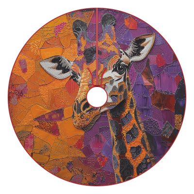 Christmas Tree Skirt Ornaments 30"x30" Xmas Tree Skirt with Stitched Edges Winter Holiday Colorful Giraffe Tree Mat Base Cover for New Year Party Decor Home Indoor Outdoor Decorations