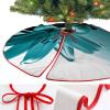 Christmas Tree Skirt Ornaments 30"x30" Xmas Tree Skirt with Stitched Edges Winter Holiday Teal Lily Tree Mat Base Cover for New Year Party Decor Home Indoor Outdoor Decorations view 3