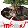 Christmas Tree Skirt Ornaments 30"x30" Xmas Tree Skirt with Stitched Edges Winter Holiday Black and White Goat Tree Mat Base Cover for New Year Party Decor Home Indoor Outdoor Decorations view 3