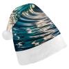 FodPand Ocean Waves Santa Hat Christmas Hats Comfort Plush Xmas Holiday Hat for Adults New Year Festive Party Headwear view 1