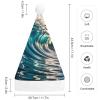 FodPand Ocean Waves Santa Hat Christmas Hats Comfort Plush Xmas Holiday Hat for Adults New Year Festive Party Headwear view 2