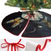 Christmas Tree Skirt Ornaments 30"x30" Xmas Tree Skirt with Stitched Edges Winter Holiday Clock Butterfly Tree Mat Base Cover for New Year Party Decor Home Indoor Outdoor Decorations view 3