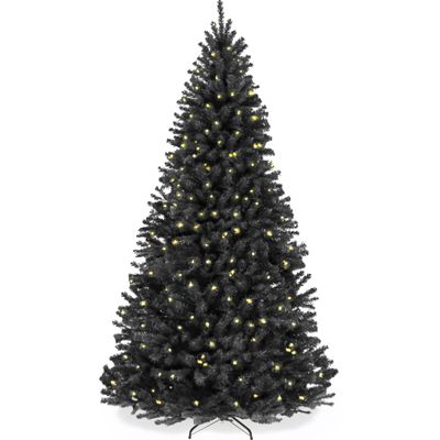 Best Choice Products Artificial Christmas Tree, 9ft Premium Pre-Lit Realistic Spruce Holiday Dcor w/Dense Branches, Metal Base - Black Spruce