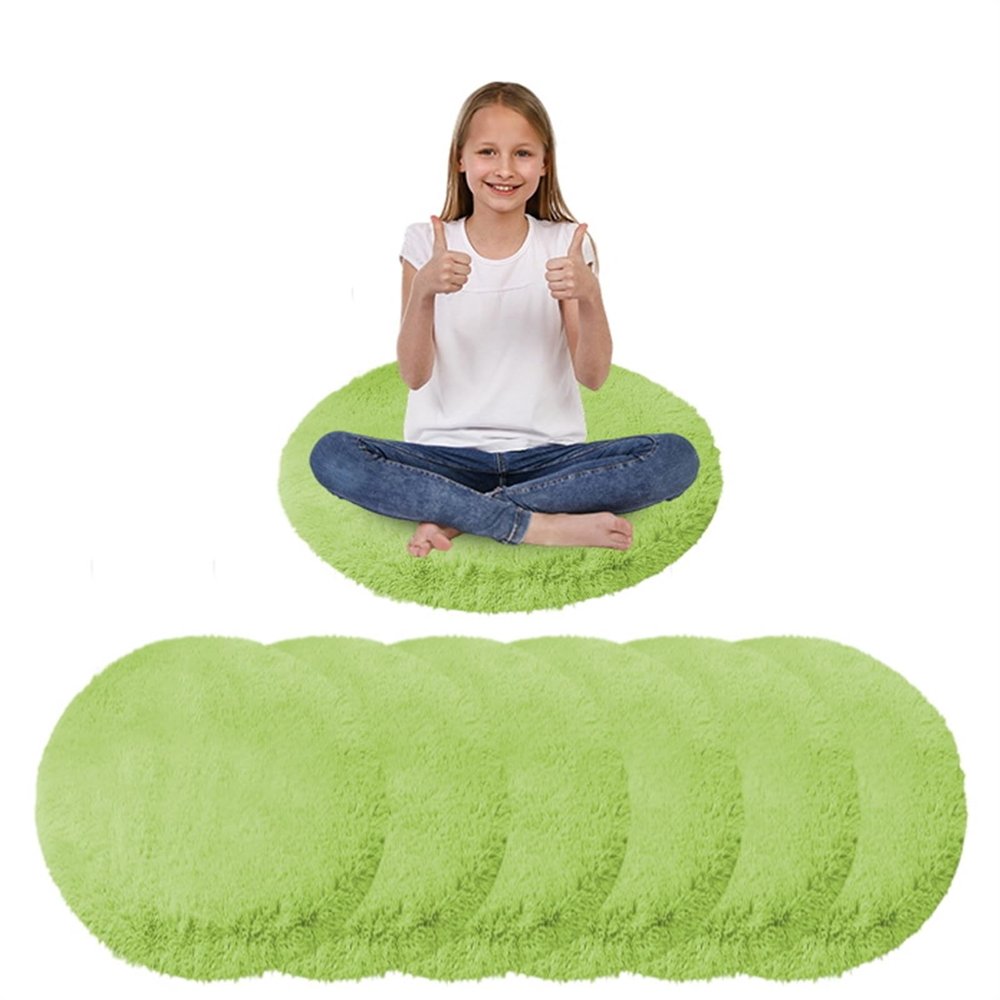 SK Studio 6 Pcs Kids Carpet Circle Seats for Classroom 16 Inch Round Floor Cushion Mat Teacher Preschool Educational Floor Mat Learning Playing Areas, Sage Green