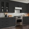 HCIOAN Solid Wood Double Door Wall Cabinet, Customizable Glass Door Wall-Mounted Storage for Kitchen, Bathroom, Living Room Office Glass Insert Not Included (SK-Charcoal Black, 36" W x 12" D x 30" H) view 2