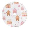 EFEWOI Christmas Tree Skirt 35 Inch, Pastel Pink Gingerbread House Candy Xmas Tree Skirts Round Tree Mat for Indoor Outdoor Holiday Party Home Decorations view 1