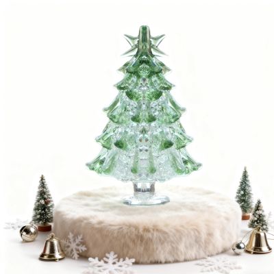 Glass Christmas Tree,Glass Tabletop Christmas Ornaments,Mini Artificial Tree for Desktop, Table Ornaments for Xmas and Year Celebration (A)