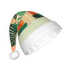 ChenGua Green Turtleback Print Christmas Santa Hat for Adults, Unisex Plush Party Xmas Hats, for Holiday New Year Headwear view 2