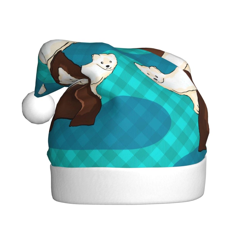 ChenGua Cute little raccoon Print Christmas Santa Hat for Adults, Unisex Plush Party Xmas Hats, for Holiday New Year Headwear
