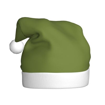 ChenGua Solid dark green Print Christmas Santa Hat for Adults, Unisex Plush Party Xmas Hats, for Holiday New Year Headwear