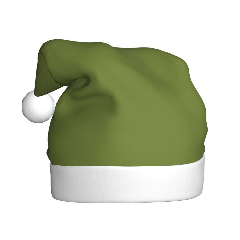 ChenGua Solid dark green Print Christmas Santa Hat for Adults, Unisex Plush Party Xmas Hats, for Holiday New Year Headwear