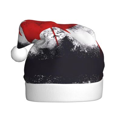 ChenGua Canadian flag Print Christmas Santa Hat for Adults, Unisex Plush Party Xmas Hats, for Holiday New Year Headwear